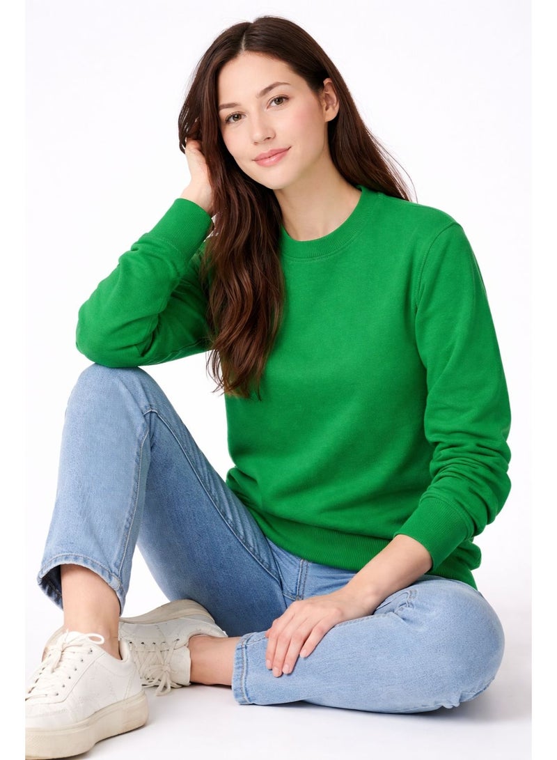 Zara Women’s Green Crew Neck Sweatshirt – Soft Cotton Blend Casual Wear - Image 2
